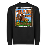Black western just a girl who loves horses Heavyweight Sweatshirt - OliviaCreatesArt