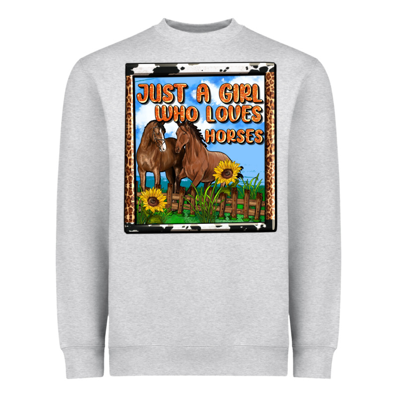Western Just A Girl Who Loves Horses Heavyweight Sweatshirt by OliviaCreatesArt | Teevron