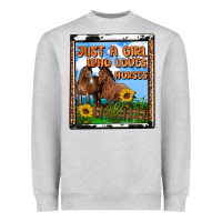 Heather Grey western just a girl who loves horses Heavyweight Sweatshirt - OliviaCreatesArt