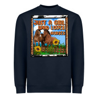 Navy western just a girl who loves horses Heavyweight Sweatshirt - OliviaCreatesArt