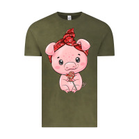 Vintage Olive cute pig Vintage Tee - texasbilliewilder