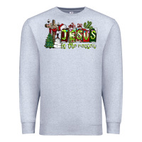 Heather Grey jesus İs the reason Premium Sweatshirt - CowhideDigitalArt