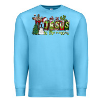 Ocean Blue jesus İs the reason Premium Sweatshirt - CowhideDigitalArt