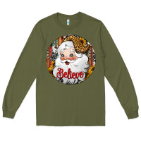 Army Green believe Santa Claus Christmas Long Sleeve Tee - Jasminsmagicworld