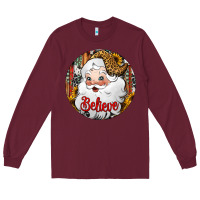 Burgundy believe Santa Claus Christmas Long Sleeve Tee - Jasminsmagicworld