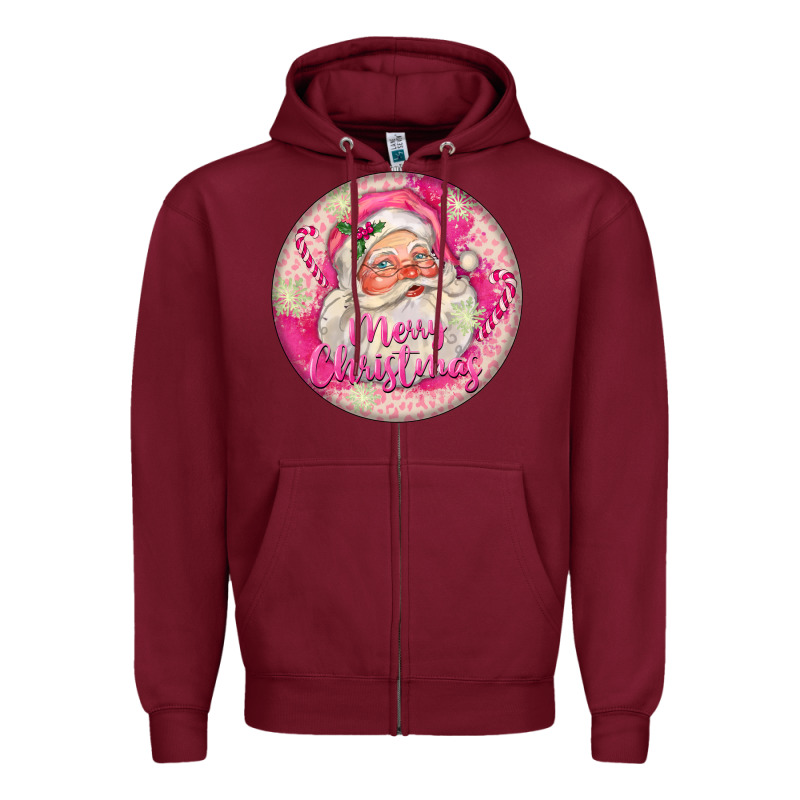 Pink Merry Christmas Santa Zipper Hoodie by FaDigitalArtStudio | Teevron