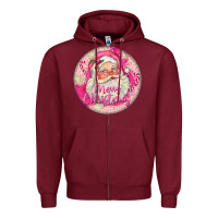 Burgundy Pink Merry Christmas Santa Zipper Hoodie - FaDigitalArtStudio