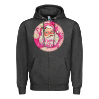 Charcoal Heather Pink Merry Christmas Santa Zipper Hoodie - FaDigitalArtStudio