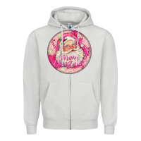 Dove Grey Pink Merry Christmas Santa Zipper Hoodie - FaDigitalArtStudio