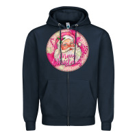 Navy Pink Merry Christmas Santa Zipper Hoodie - FaDigitalArtStudio