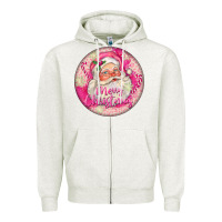 Oatmeal Heather Pink Merry Christmas Santa Zipper Hoodie - FaDigitalArtStudio