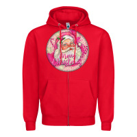 Red Pink Merry Christmas Santa Zipper Hoodie - FaDigitalArtStudio