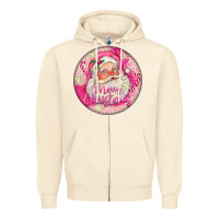 Sandshell Pink Merry Christmas Santa Zipper Hoodie - FaDigitalArtStudio