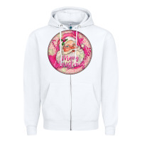 White Pink Merry Christmas Santa Zipper Hoodie - FaDigitalArtStudio
