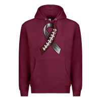 Burgundy Gray Ribbon American Football Premium Hoodie - BundleAndBundleShop