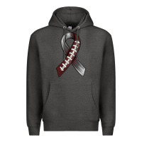 Charcoal Heather Gray Ribbon American Football Premium Hoodie - BundleAndBundleShop
