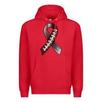 Red Gray Ribbon American Football Premium Hoodie - BundleAndBundleShop