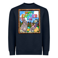 Navy Happy Easter Day Heavyweight Sweatshirt - OliviaCreatesArt