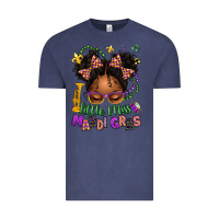Vintage Denim little miss mardi gras afro messy bun kid Vintage Tee - texasbilliewilder