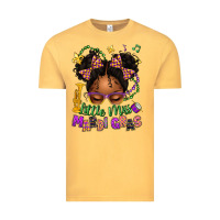 Vintage Mustard little miss mardi gras afro messy bun kid Vintage Tee - texasbilliewilder