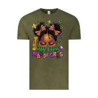Vintage Olive little miss mardi gras afro messy bun kid Vintage Tee - texasbilliewilder
