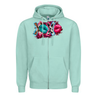 Seafoam Western Xoxo Zipper Hoodie - FaDigitalArtStudio