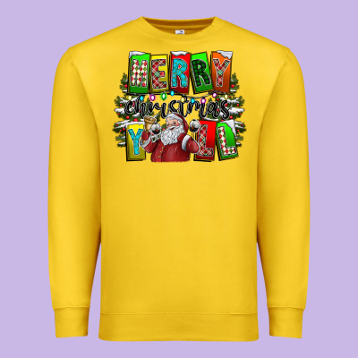 Merry Christmas Yall Premium Sweatshirt Designed By Cowhidedigitalart