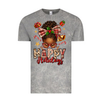 Cloud Rock happy holidays christmas afro messy bun Vintage Tee - texasbilliewilder