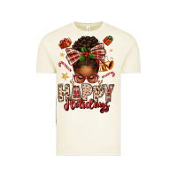 Vintage Arctic happy holidays christmas afro messy bun Vintage Tee - texasbilliewilder