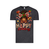 Vintage Black happy holidays christmas afro messy bun Vintage Tee - texasbilliewilder