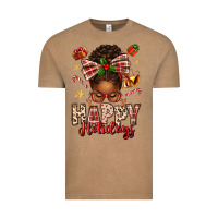 Vintage Coffee happy holidays christmas afro messy bun Vintage Tee - texasbilliewilder