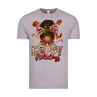 Vintage Zinc happy holidays christmas afro messy bun Vintage Tee - texasbilliewilder