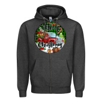 Charcoal Heather Merry Christmas Truck Zipper Hoodie - FaDigitalArtStudio