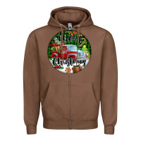 Chestnut Merry Christmas Truck Zipper Hoodie - FaDigitalArtStudio