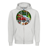 Dove Grey Merry Christmas Truck Zipper Hoodie - FaDigitalArtStudio