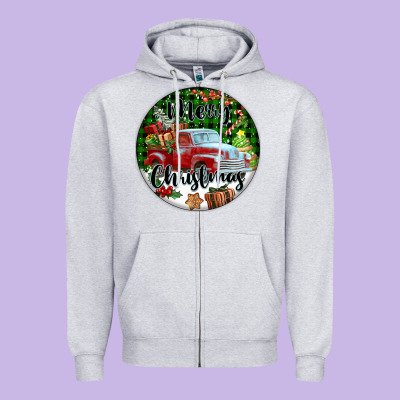 Merry Christmas Truck Zipper Hoodie Designed By Fadigitalartstudio