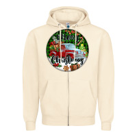 Sandshell Merry Christmas Truck Zipper Hoodie - FaDigitalArtStudio