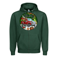Sports Green Merry Christmas Truck Zipper Hoodie - FaDigitalArtStudio