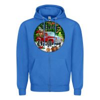 True Royal Merry Christmas Truck Zipper Hoodie - FaDigitalArtStudio