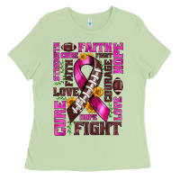 Matcha breast cancer american football ribbon love cure fight bbs Ladies Tee - BundleAndBundleShop