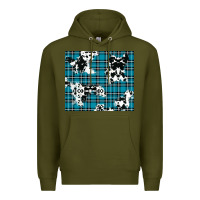 Army Green winter plaid and cowhide pattern Premium Hoodie - RanaPortraitStore