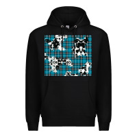 Black winter plaid and cowhide pattern Premium Hoodie - RanaPortraitStore