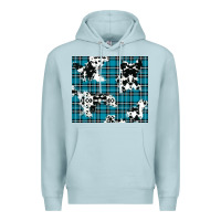 Blue Mist winter plaid and cowhide pattern Premium Hoodie - RanaPortraitStore