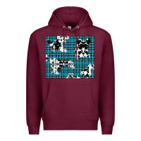 Burgundy winter plaid and cowhide pattern Premium Hoodie - RanaPortraitStore