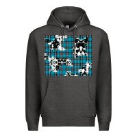 Charcoal Heather winter plaid and cowhide pattern Premium Hoodie - RanaPortraitStore