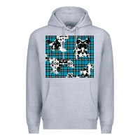 Heather Grey winter plaid and cowhide pattern Premium Hoodie - RanaPortraitStore