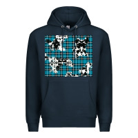 Navy winter plaid and cowhide pattern Premium Hoodie - RanaPortraitStore