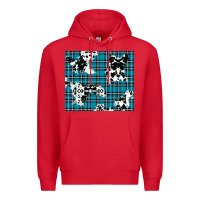 Red winter plaid and cowhide pattern Premium Hoodie - RanaPortraitStore