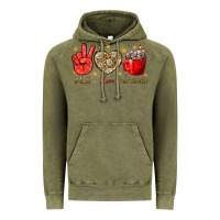 Vintage Olive Peace love hot chocolate Vintage Hoodie - NancyCooperArtShop