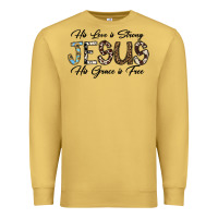 Antique Gold His Love is Strong Jesus His Grace is Free Premium Sweatshirt - CowhideDigitalArt